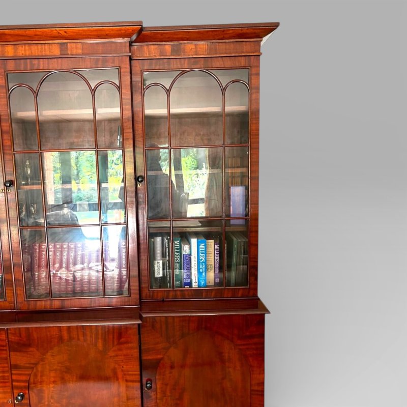 Large Antique William IV Mahogany Breakfront Library Bookcase With Cupboards - Image 4